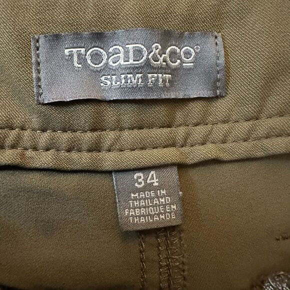 Toad & Co Lightrail Lean Pants Men Size 34x29 Brown Slim Fit Chino - Picture 6 of 10